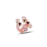 Gümüş Rose Renkli Taşlı Üstten Ayarlamalı Yüzük Sgtl11762rose