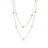 Gümüş Rose Renkli Zirkon Taşlı Kolye 100 Cm