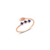 Gümüş rose safir taşlı ayarlamalı yaprak modeli yüzük