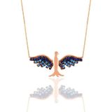 Gümüş Rose Safir Ve Akuamarin Taşlı Simurg Anka Kuşu Kolye Sgtl11125rose