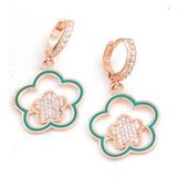 ?Gümüş Rose Sallantılı Çiçek Desenli Kadın Küpe