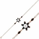 Gümüş Rose Siyah Lotus Çiçeği Bileklik SL2593