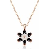 Gümüş Rose Siyah Lotus Çiçeği Kolye SL3654