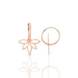 Gümüş rose sonsuz yaşamın simgesi lotus çiçeği 18 mm halka küpe