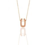 Gümüş Rose Üç Boyutlu Minimal Ü Harf Kolye Sgtl11182-U