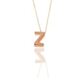 Gümüş rose üç boyutlu minimal Z harf kolye
