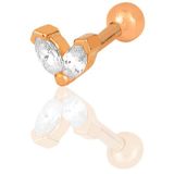 Gümüş rose zirkon iki taşlı Tragus helix Piercing küpe
