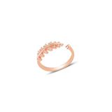 Gümüş Rose Zirkon Taşlı Ayarlamalı Yaprak Yüzük Sgtl11732rose