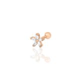 Gümüş rose zirkon taşlı çiçek modeli Tragus helix Piercing küpe