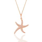 Gümüş Rose Zirkon Taşlı Deniz Yıldızı Kolye Sgtl11041rose