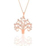 Gümüş Rose Zirkon Taşlı Dilek Ağacı Kolye Sgtl10904rose