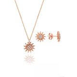 Gumus Rose Zirkon Tasli Gunes Kolye Ve Kupe Gumus İkili Set Sgtl10602gunes