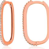Gümüş Rose Zirkon Taşlı Halka Kadın Küpe SL5890