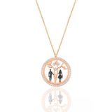 Gümüş Rose Zirkon Taşlı Hayat Ağacı Aşıklar Kolyesi Sgtl11007rose