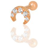 Gümüş rose zirkon taşlı hilal modeli Tragus helix Piercing küpe
