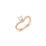 Gümüş rose zirkon taşlı kalp modeli ayarlamalı yüzük [barcode]