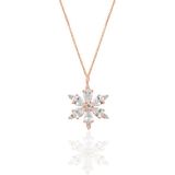 Gümüş Rose Zirkon Taşlı Kar Tanesi Kolye Sgtl10898rose