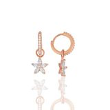 Gümüş rose zirkon taşlı lotus çiçeği küpe [barcode]
