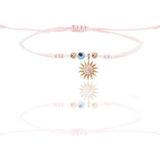 Gümüş rose zirkon taşlı nazarlı güneş pembe ipli şans bileklik