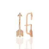 Gümüş rose zirkon taşlı ok modeli tasarım hayalet küpe SGTL12549ROSE