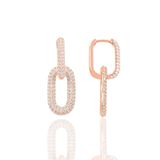 Gümüş rose zirkon taşlı sallantılı trend küpe
