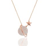 Gumus Rose Zirkon Tasli Saturn Gezegen Kolye Sgtl12512beyaz