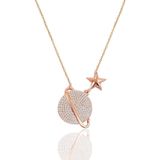 Gümüş rose zirkon taşlı satürn gezegen kolye