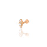 Gümüş rose zirkon taşlı Tragus helix Piercing küpe