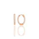 Gümüş rose zirkon taşlı trend oval küpe