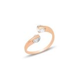 Gümüş Rose Zirkon Taşlı Üstten Ayarlamalı Yüzük Sgtl11815rose