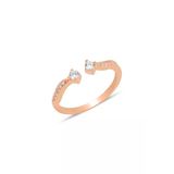 Gümüş rose zirkon taşlı üstten ayarlanabilir çift başlı yüzük SGTL12248ROSE