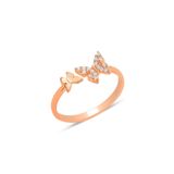 Gümüş rose zirkon taşlı üstten ayarlanabilir uçan kelebekler yüzük SGTL12226ROSE