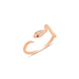 Gümüş rose zirkon taşlı üstten ayarlanabilir yılan yüzük SGTL12229ROSE