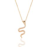 Gümüş rose zirkon taşlı yılan kolye [barcode]