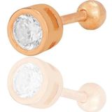 Gümüş rose zirkon tek taş 5 mm Tragus helix Piercing küpe