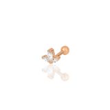 Gümüş rose zirkon üç taşlı Tragus helix Piercing küpe