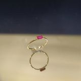 Gümüş Ruby (Yakut) Baget Tek Taş Yüzük-Minimal Eklem Yüzügü