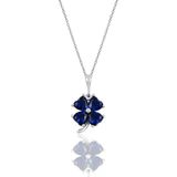 Gümüş Safir Renk Taşlı Yonca Modeli Kolye Sgtl10089safir Sgtl10089safir