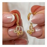 Gümüş Sallantılı Gold Kelebek Kadın Küpe