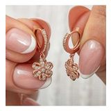 ?Gümüş Sallantılı Rose Çiçek Kadın Küpe
