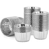 Gümüş (Silver) Parlak Metalize Muffin & Cupcake Kek Kapsülü 25’li – 50X39 mm - 5 cm