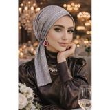 Gümüş Simli Abiye Eşarp Bone