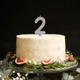 Gümüş Simli Doğum Günü Mumu No.2-10cm