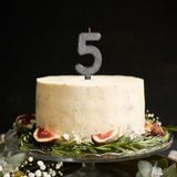 Gümüş Simli Doğum Günü Mumu No.5-10cm