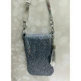 Gümüş Simli Telefon Çantası - 15*20 - Açık Gümüş