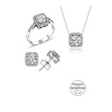 Gumus Swarovski Tasli Pirlanta Modeli Kare Uclu Set Sgtl20515set