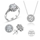 Gumus Swarovski Tasli Pirlanta Modeli Yuvarlak Uclu Set Sgtl20518seta