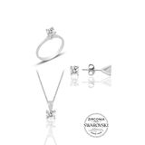 Gumus Swarovski Tek Tas Modeli Uclu Set Sgtl20503a