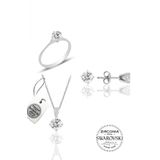 Gumus Swarovski Tek Tas Modeli Uclu Set Sgtl20507a