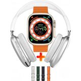 Gümüş Tekno Kulak Üstü Bluetooth Kulaklık ve Ultra Akıllı Saat Ikili Set 4 Renk Kordon - Beyaz
